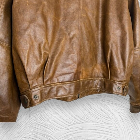 Vintage 90s Adler chestnut brown full zip dad style leather jacket size L - Picture 2 of 14